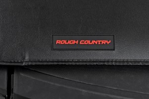 GMC Sierra 1500 Soft Roll Up Bed Cover - Rough Country - Roll-Up Design, Marine-Grade Vinyl - Matte Black - '19-'24